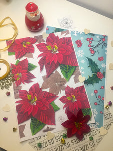 Poinsettia Christmas wrapping paper (A3, pack of 10 sheets)