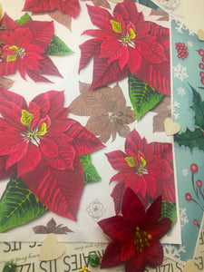 Poinsettia Christmas wrapping paper (A3, pack of 10 sheets)