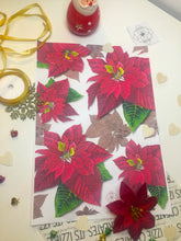 Load image into Gallery viewer, Poinsettia Christmas wrapping paper (A3, pack of 10 sheets)
