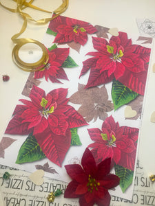 Poinsettia Christmas wrapping paper (A3, pack of 10 sheets)