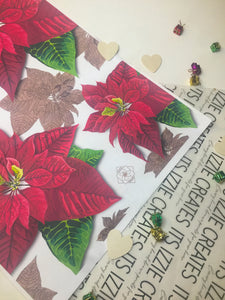 Poinsettia Christmas wrapping paper (A3, pack of 10 sheets)