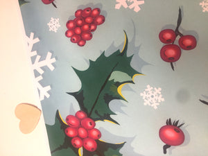 Holly Christmas wrapping paper (A3, pack of 10)